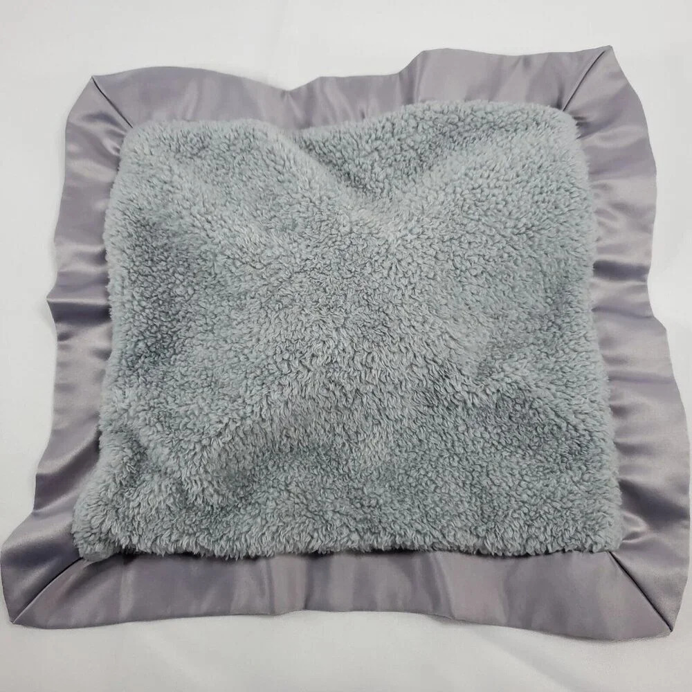 Apricot Lamb Bunny Security Baby Lovey Gray Plush 12" Satin Edges Blanket Lovie - Picture 6 of 7